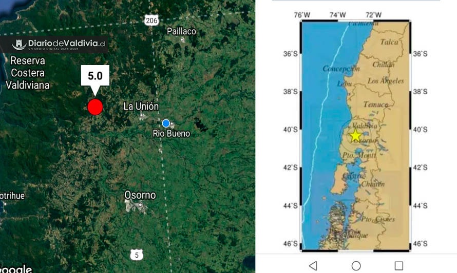 Temblor con epicentro a 28 kilómetros de Osorno se percibió en la Araucanía, Los Ríos y Los Lagos