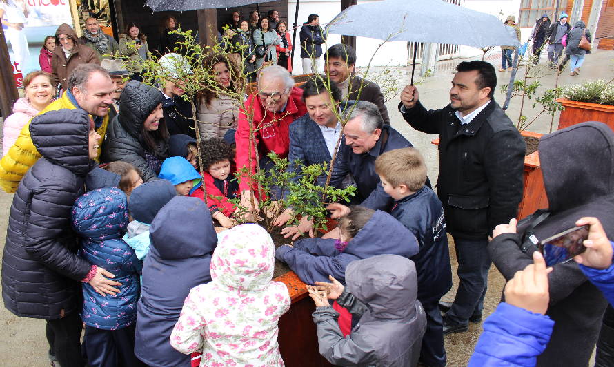 Niños del Colegio Patagonia Puerto Varas plantaron rosas en recién inaugurado Paseo  San Pedro