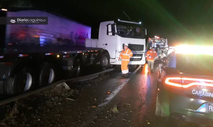 Camión proveniente de Pargua chocó con 
barrera de contención a la altura de Los Lagos