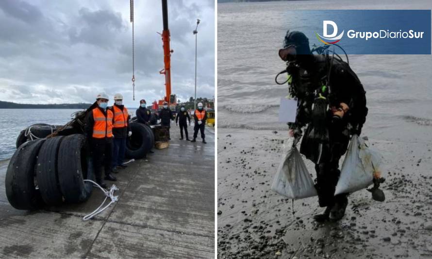 Toneladas de basura se reúnen en Chonchi tras operativo de limpieza subacuático