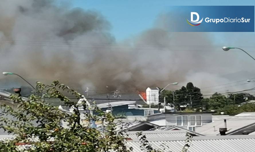 Incendio forestal declarado se acerca a viviendas en Alerce