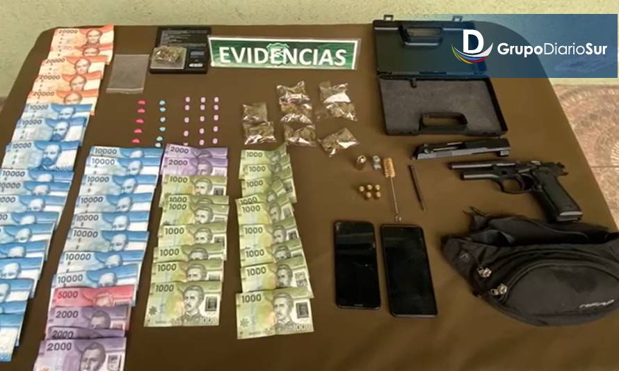 Detienen a imputado por micro tráfico portando drogas y arma de fuego en Puerto Montt