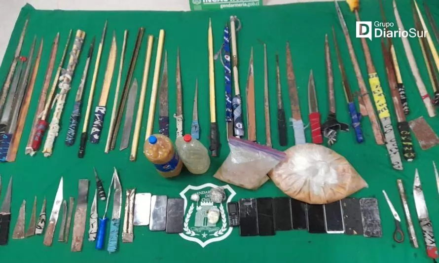 Gendarmería incauta armas y elementos para fabricarlas en cárcel de Puerto Montt