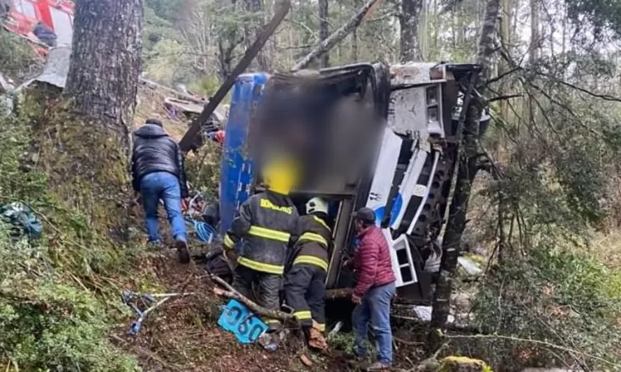 Bus desbarrancó camino a la costa de Osorno: un fallecido y múltiples lesionados