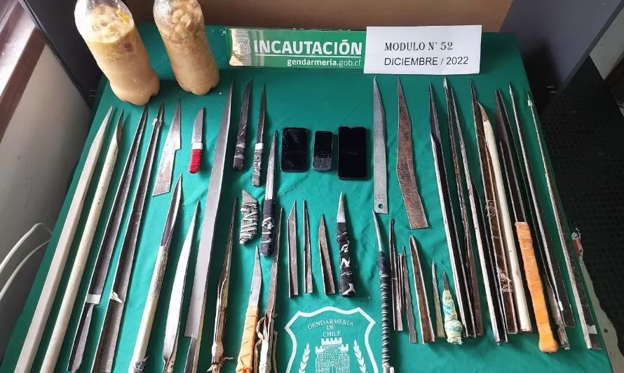 Incautan más de 40 armas artesanales en penal de Osorno y Alto Bonito