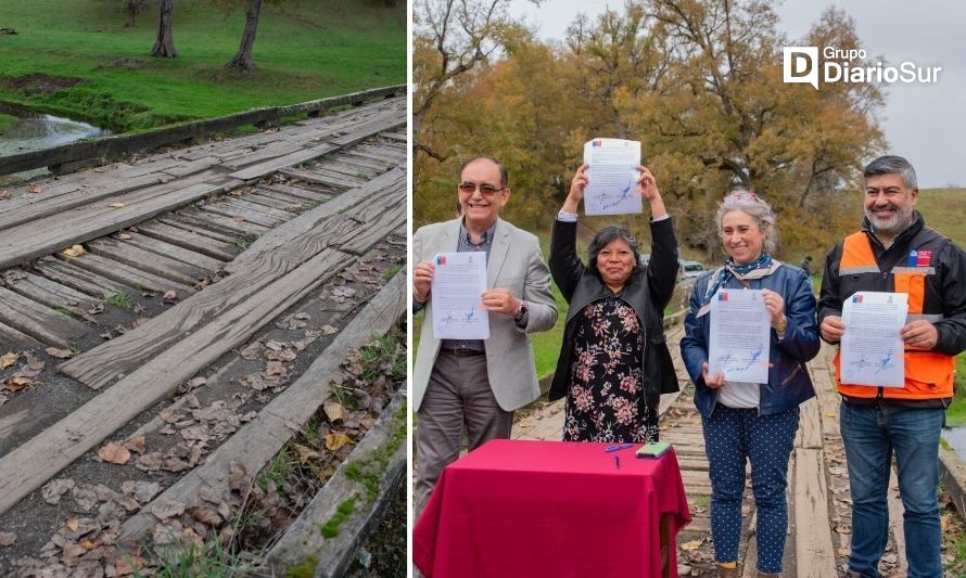 Municipalidad y Vialidad firmaron acuerdo para reparar puente rural en Osorno