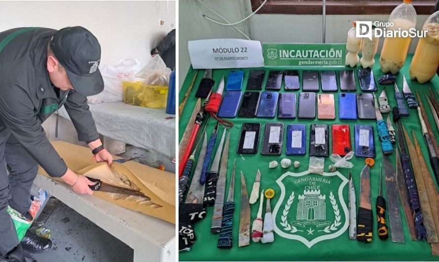 Gendarmería incauta teléfonos, armas blancas y droga en masivo allanamiento regional