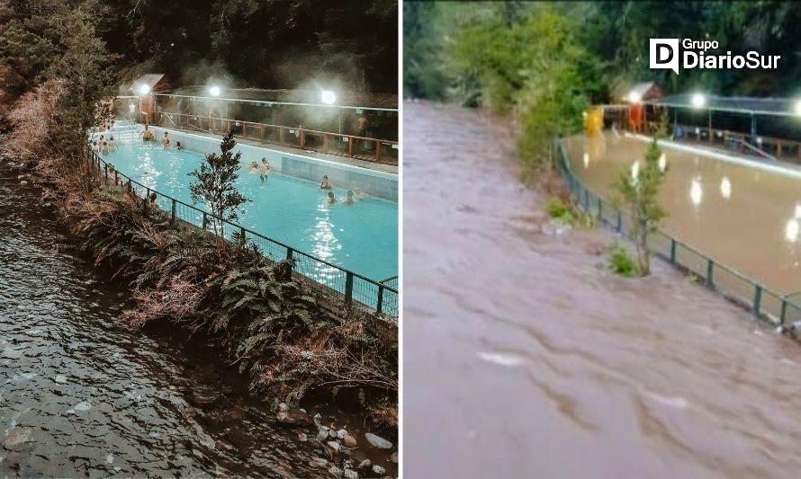 Impactante imagen de las termas de Puyehue tras crecida de río