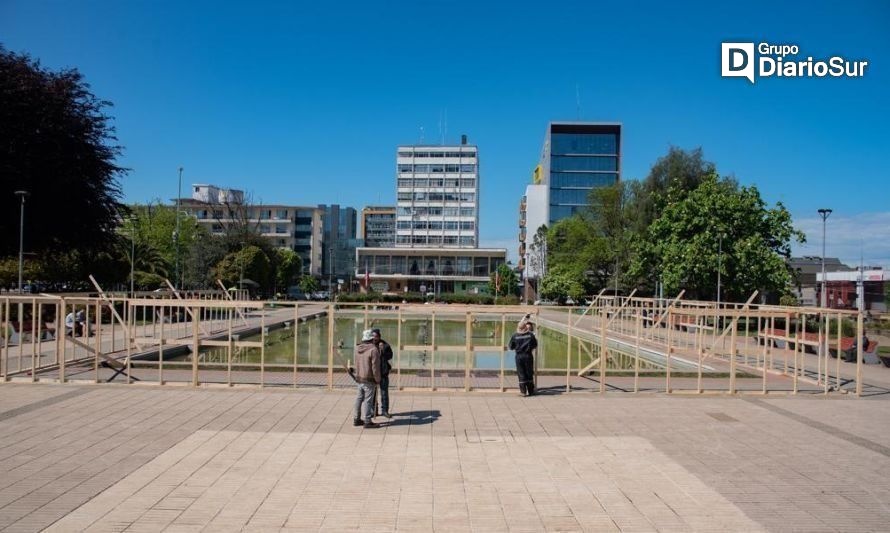 Partieron obras de mejoramiento de la pileta de la Plaza de Armas en Osorno