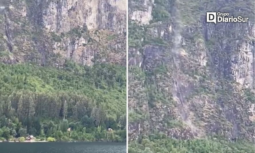 Video muestra momento en que se produjo desprendimiento de rocas en cerro de Llifén