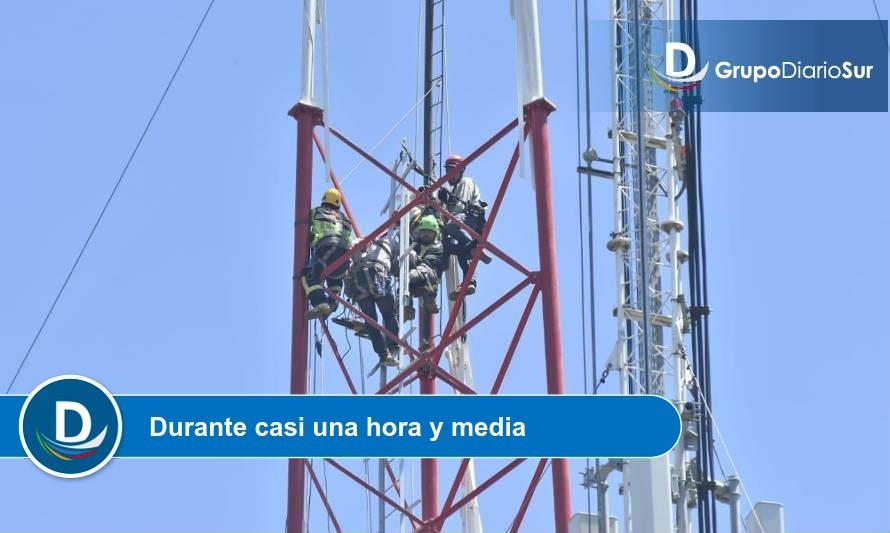 A 40 metros estuvo colgando  hombre que trabajaba en antena 